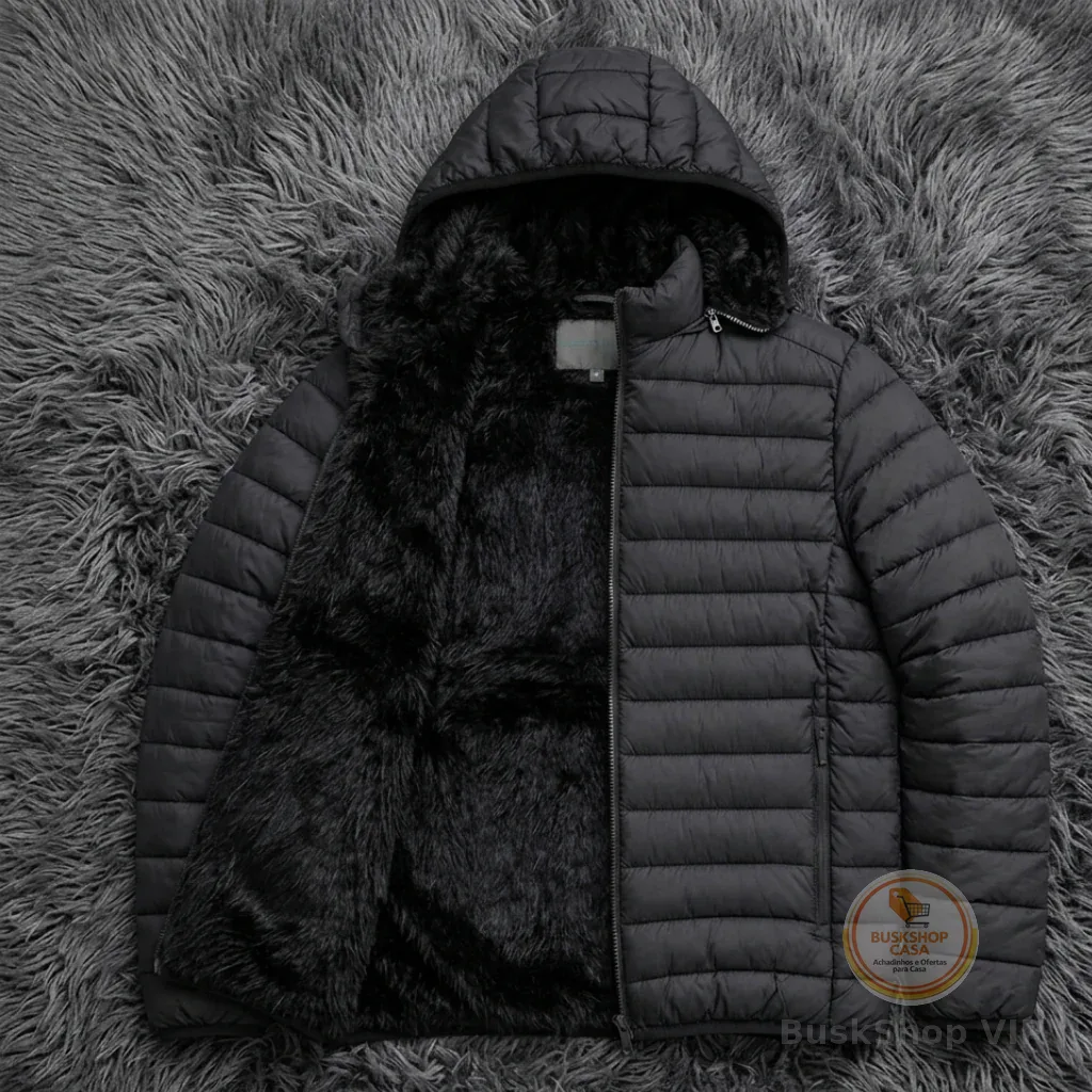Jaqueta Puffer Masculina Matelasse Inverno Quente Peluciada e Sem Forro