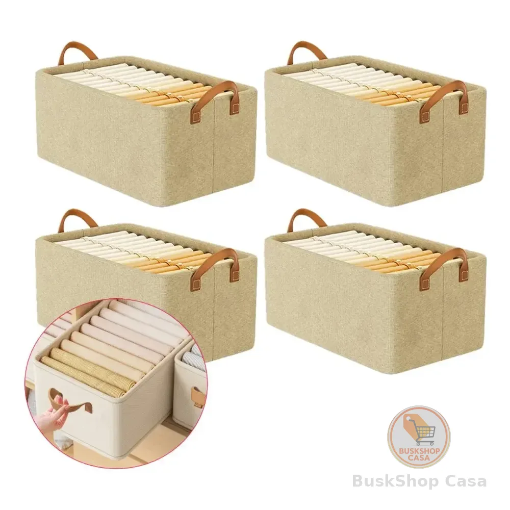 Kit 4 Cesto Caixa Organizadora Guarda Roupa Grande Dobrável