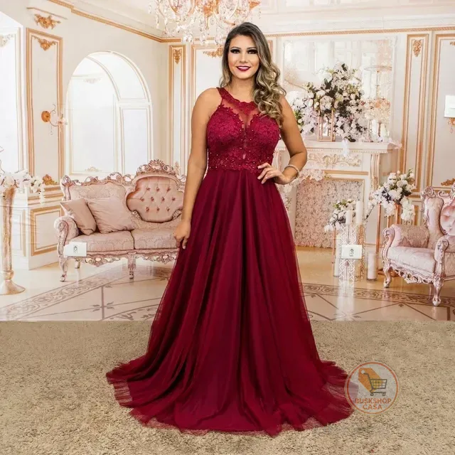 Vestido Rodado Feminino Debutante Madrinha Longo Renda Tule