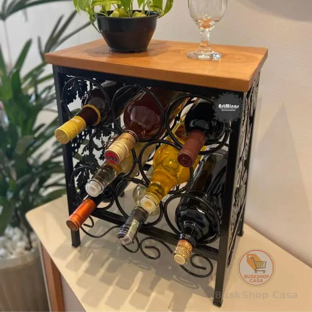 Adega de balcão luxuosa porta garrafas de vinho sofisticado decorativa