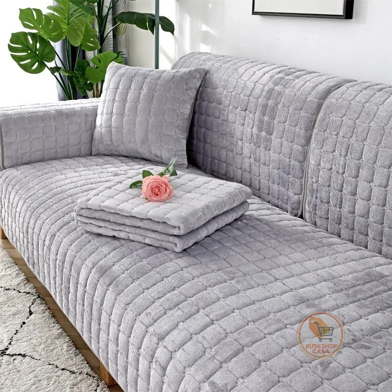 Capa De Sofá De Flanela Antiderrapante Universal Almofada De Sofá Simples 90x90cm
