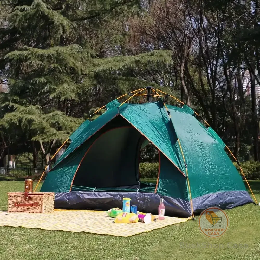 Barraca Camping Automática 1-2 Pessoas 200x150x125cm Oxford Verde-escuro