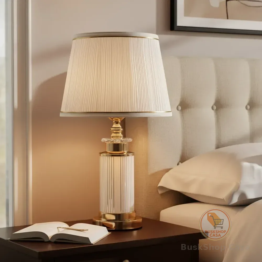 Abajur Mesa Quarto Casal Torre Cristal Abajour Corpo Aceso Gold 127/220v