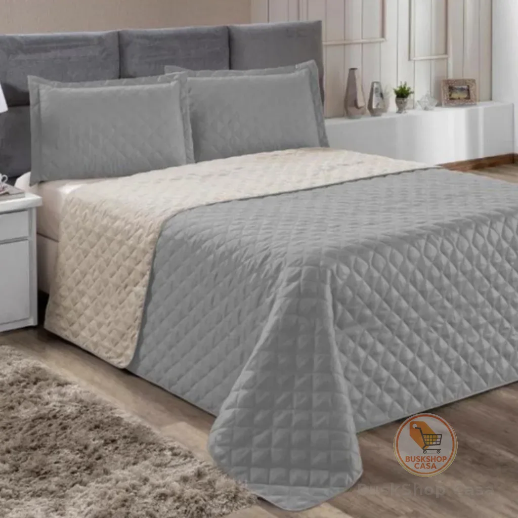 kit Colcha Cobre Leito Casal Queen 2,40x2,60 Dupla Face