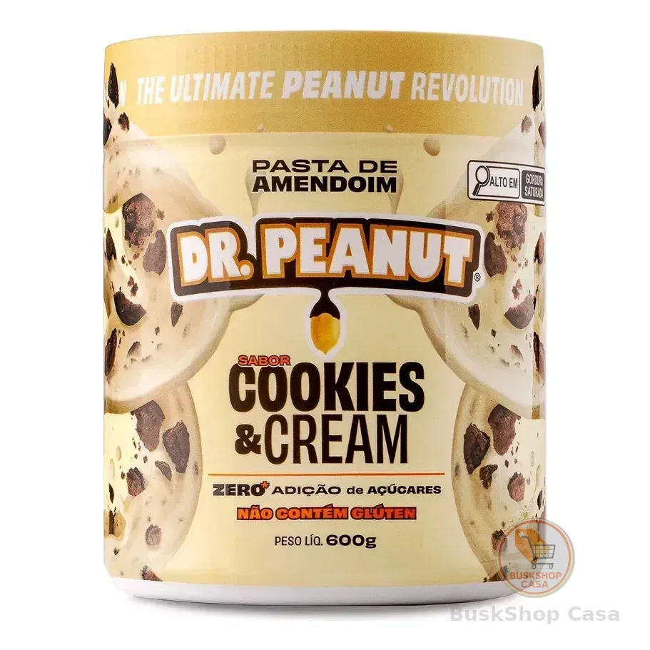 Pasta De Amendoim Dr. Peanut Sabor Cookies & Cream De 600g