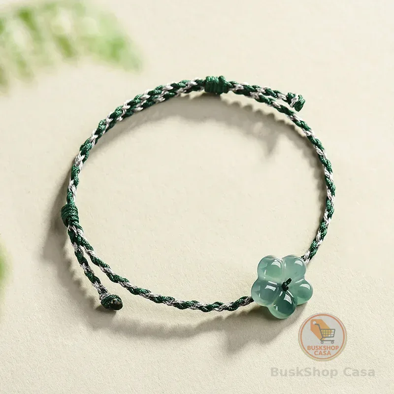 Pulseira de Jadeíta Birmanesa com Flor, Amuleto de Jade Natural, Acessórios de Moda, Presentes Vintage para Mulheres, Talismãs, Bracelete de Luxo
