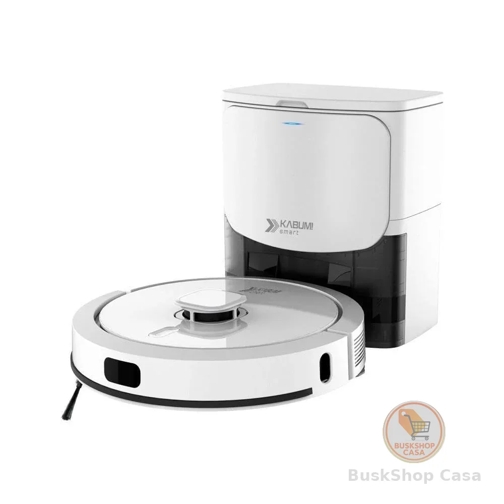 Robô Aspirador e Passa Pano Kabum! smart 900-5 Modos de Limpeza, Base 2 em 1, Mapeamento 3d - 127v - Branco - Kbsf011