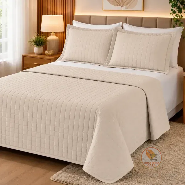 Cobre Leito Colcha Queen 3 Peças 400 Fios Matelado