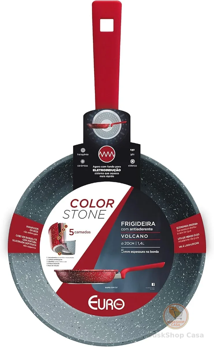 Euro Home - Frigideira de Alumínio com Antiaderente 20 cm, 1.4 L Color Stone Volcano - ALU8204-VO