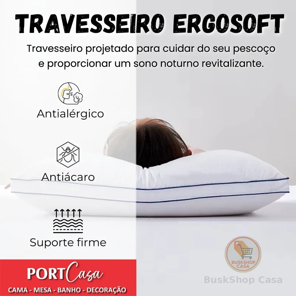 Kit 2 Travesseiros Camesa Ergosoft Hotel 50x70cm