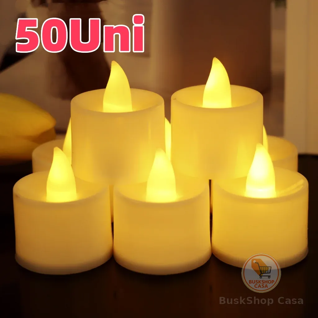 50 Kit Lindas Velas Decorativas De Led EletrôNicas Amarelas Para Festa Velas e Castiçais Decoração