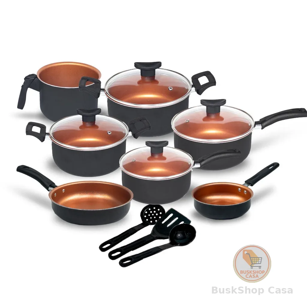 Jogo De Panelas Antiaderente 10 Pçs Kit Conjunto Teflon Tampa de Vidro Várias Cores Durável Moderna