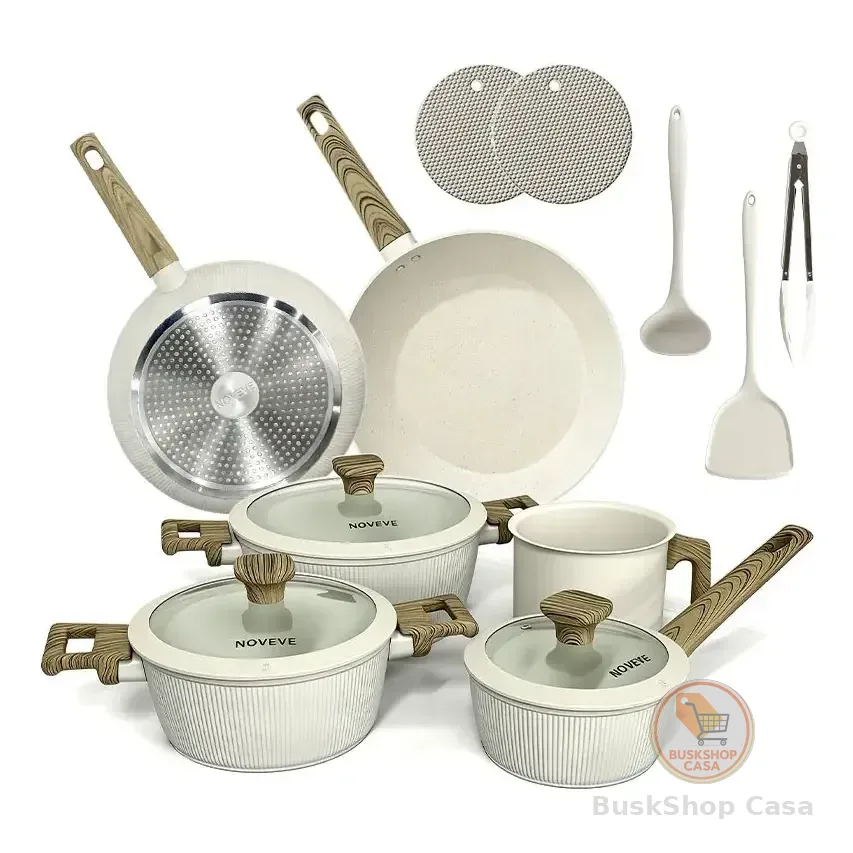 Kit Panelas Antiaderentes 13 Peças Completa Cor Branco