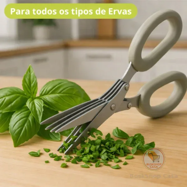 Tesoura para picar ervas cebolinha cheiro verde hortelã - Aço inox de alta resistência
