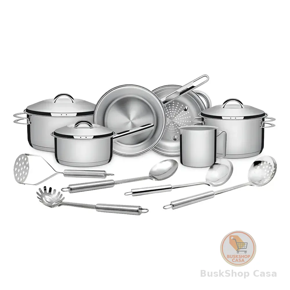 Conjunto De Panelas Tramontina Solar Em Aço Inox 11 Pçs Prateado