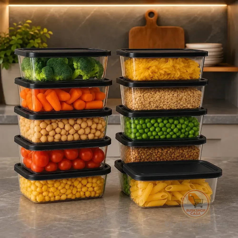 Kit 10 Potes Transparentes 500ml Bpa Free Microondas Freezer Preto