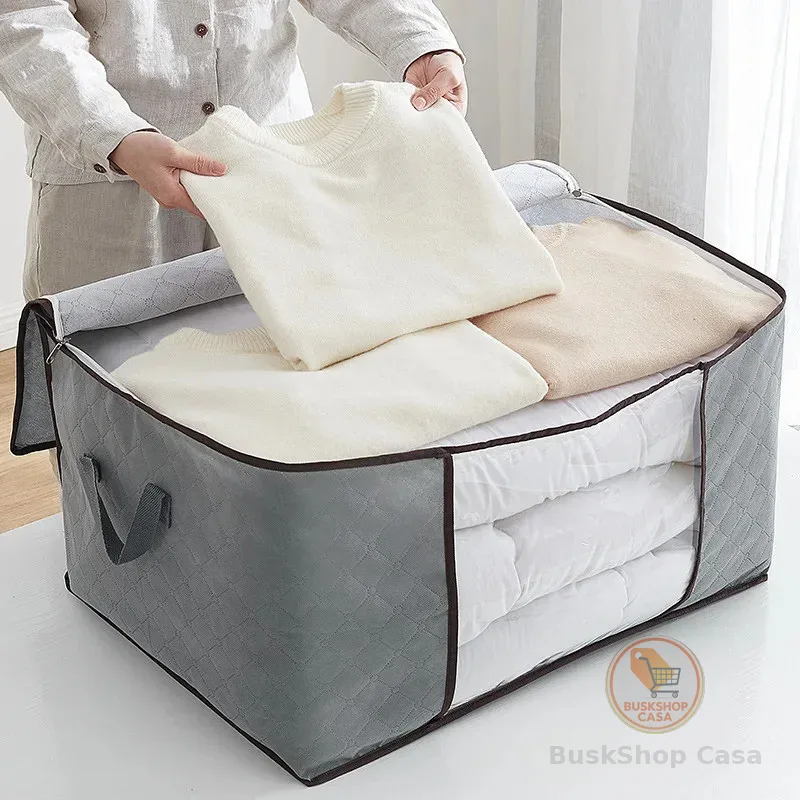 Caixa Saco Organizador Cobertor Casaco Guarda Roupa Ecológico Anti-Poeira Umidade Insetos Multiuso