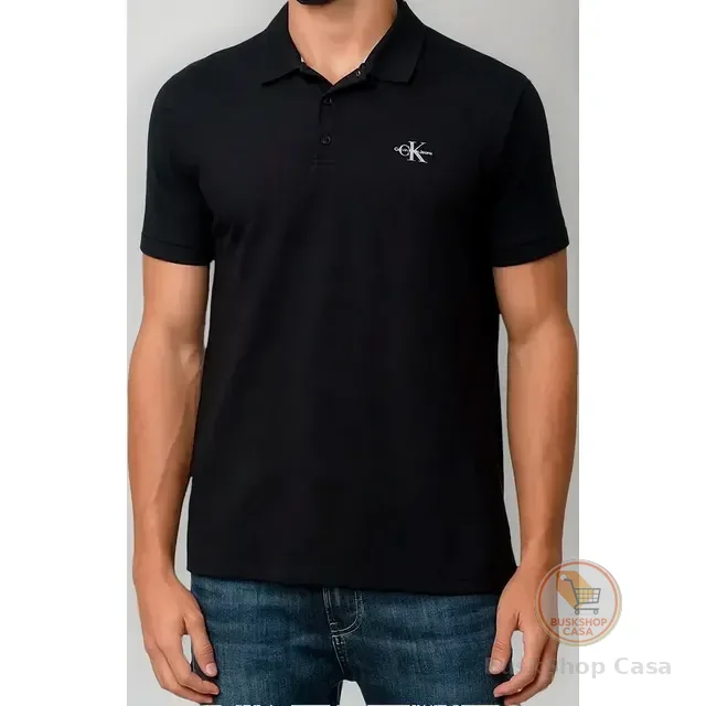Polo Calvin Klein Jeans Piquet Regular Re Issue Preta