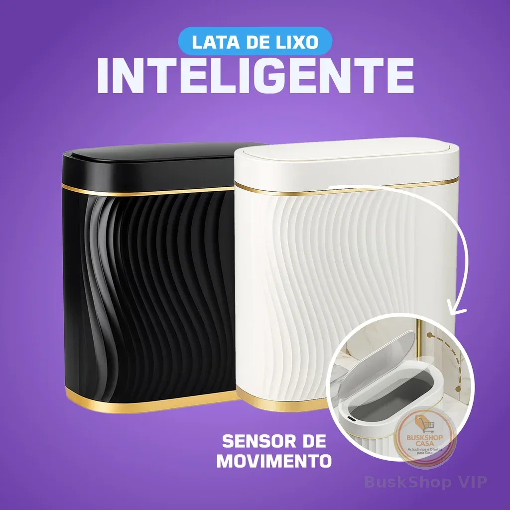 Lixeira Inteligente Sensor Automático Luxo 7L Sofisticada Cesto Lixo Casa Quarto Banheiro Cozinha