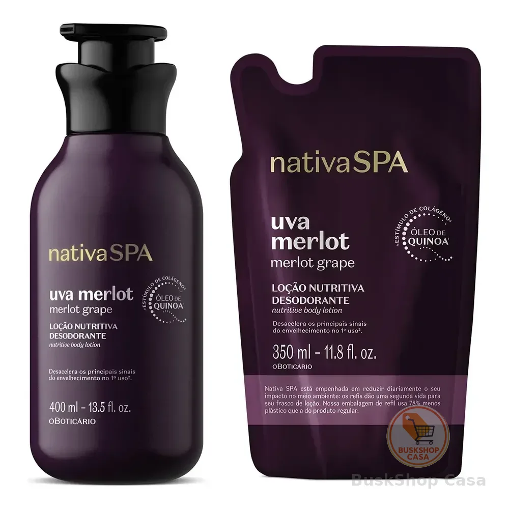 Combo Nativa Spa Uva Merlot: Loção Corporal 400ml + Refil 35
