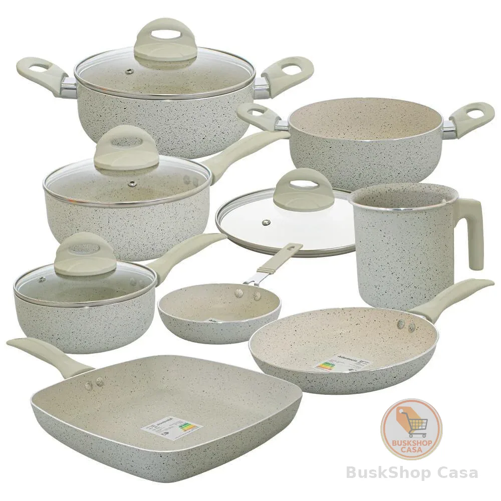 Conjunto de Panelas Antiaderente Revestimento Cerâmica Vanilla Ibiza 8 Peças - Casambiente