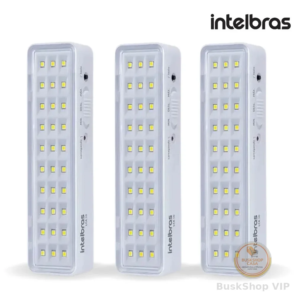 Kit 3 Unidades Luz de Emergência Luminária LED Intelbras