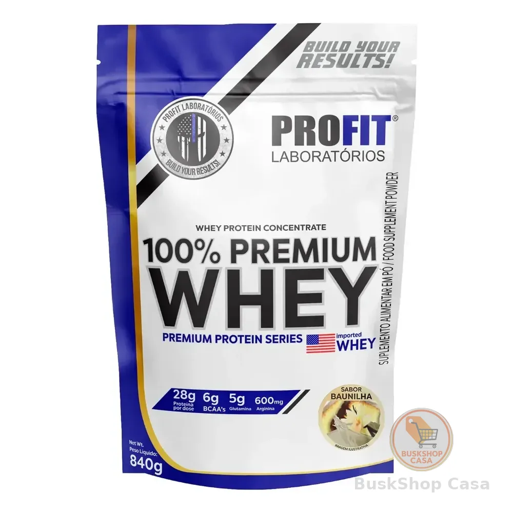 Whey Protein 100% Concentrado Premium 840g Profit Sabor Baunilha