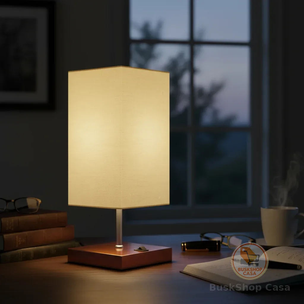Abajur luminária de Mesa Quadrado Com Interruptor Cúpula algodão Casa canto de Sala Quarto cabeceira de Cama escritório