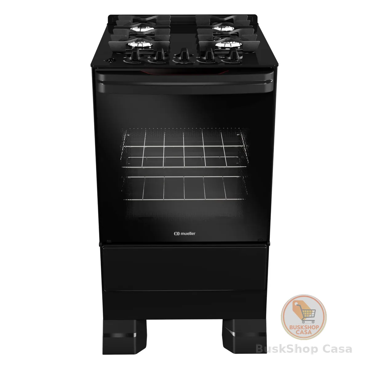 Fogão 4 Bocas Mueller Mesa de Vidro e Grades de Ferro Fundido Preto MFV4BF