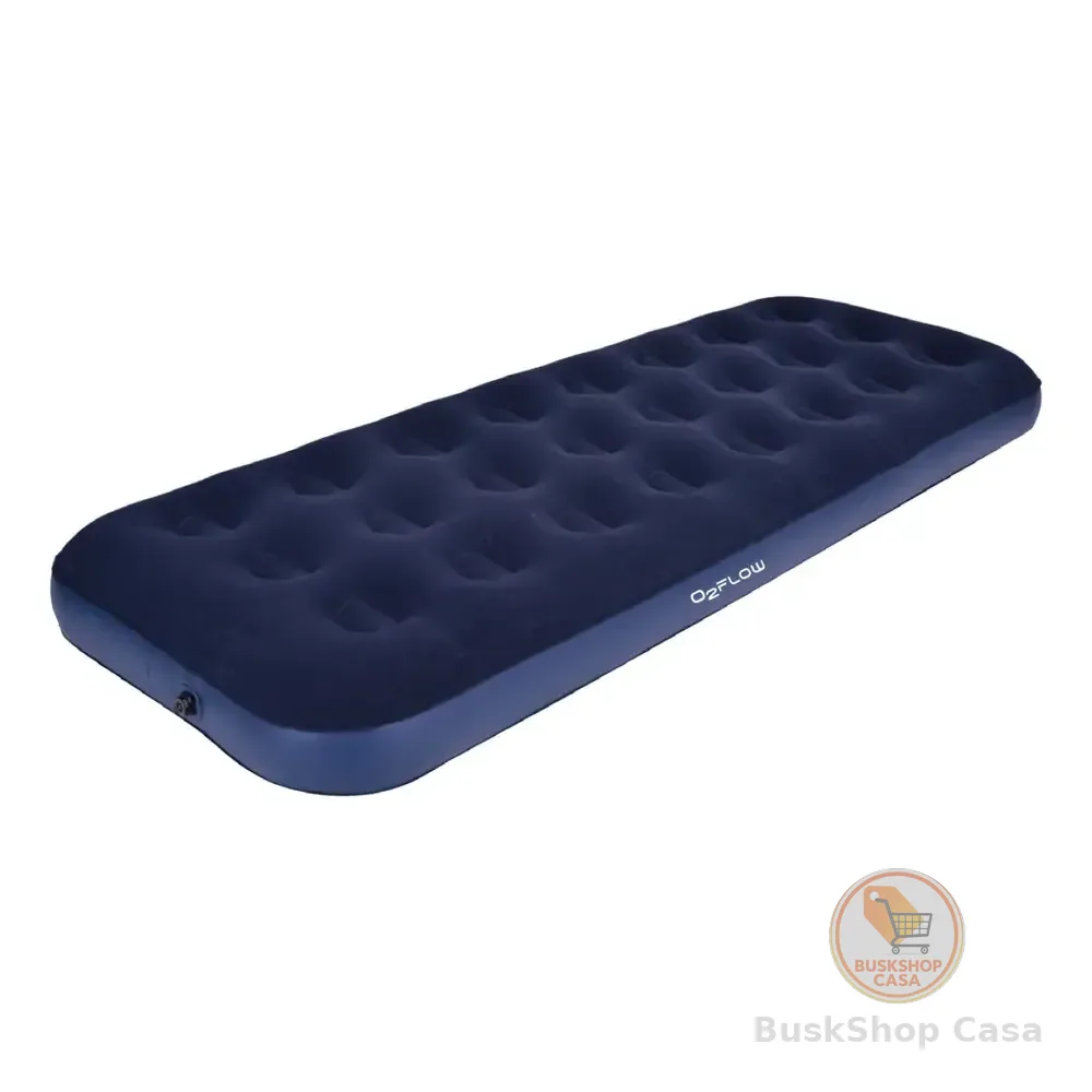 Colchão Inflável Solteiro Multiuso Aveludado O2flow Azul