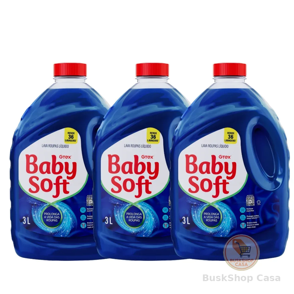 Kit 3 Lava Roupas Liquido Baby Soft Max Performance Azul - 3L