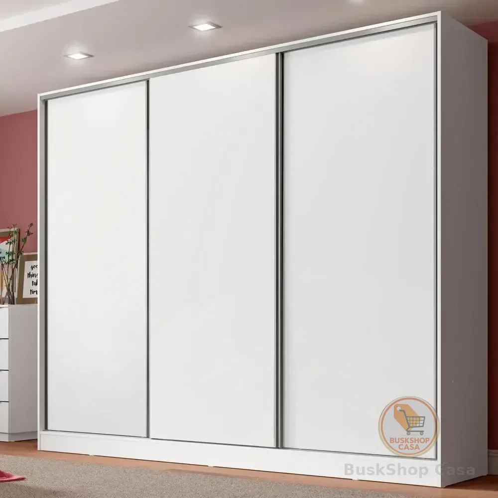 Guarda Roupa Casal 100% Mdf Madesa Royale 3 Portas Correr B Cor Branco 106309