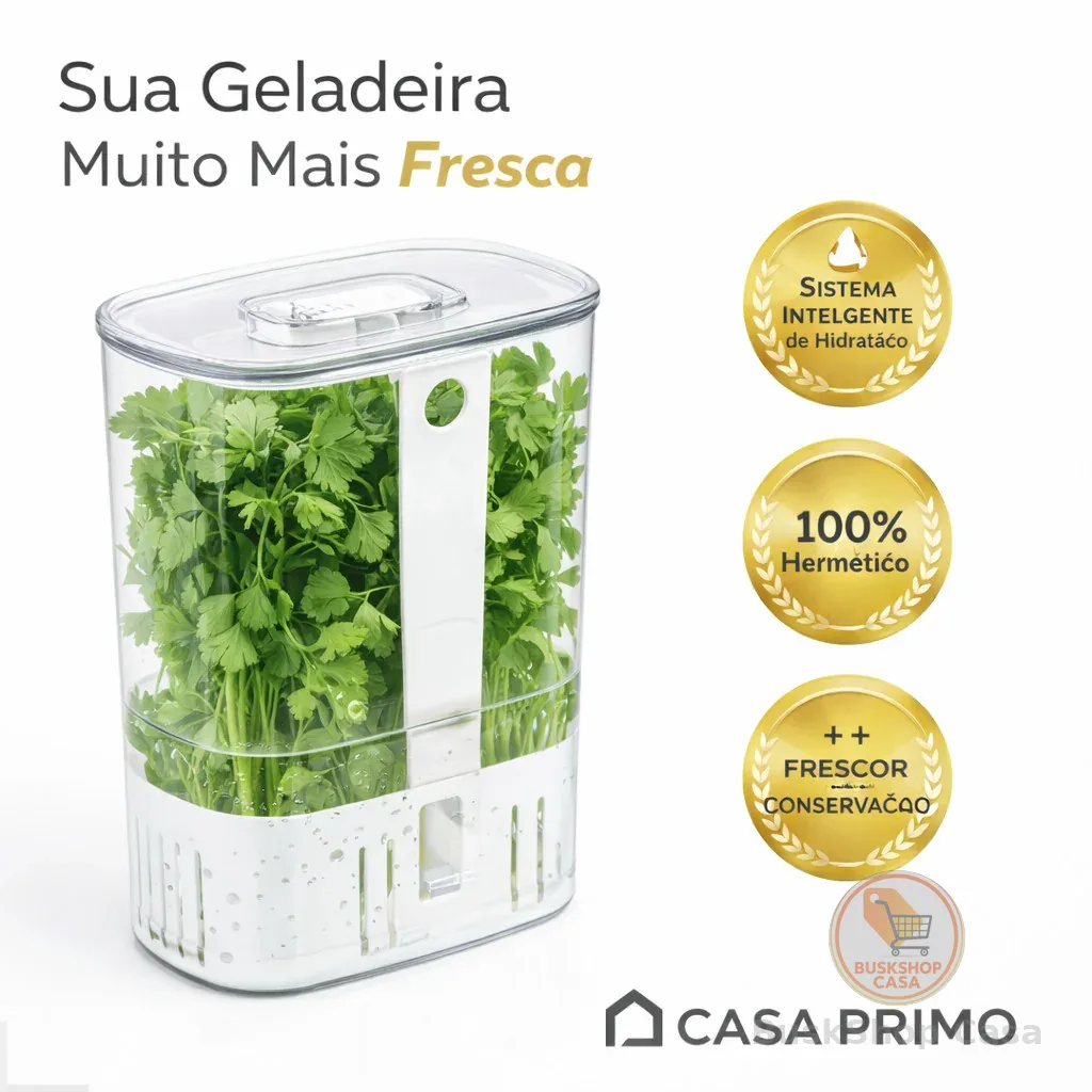 Organizador Temperos 2,3L Porta Geladeira Escorredor Conserva Ervas Verduras Cozinha Transparente Casa Primo