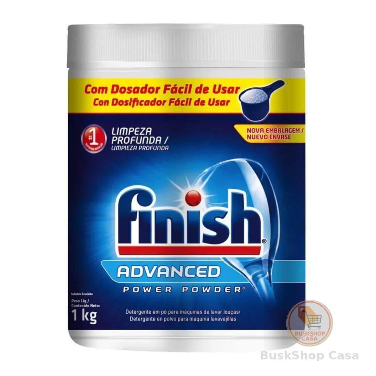 Finish Advanced Detergente para Lava Louças em Pó, Sabão Limpeza Profunda, 1kg
