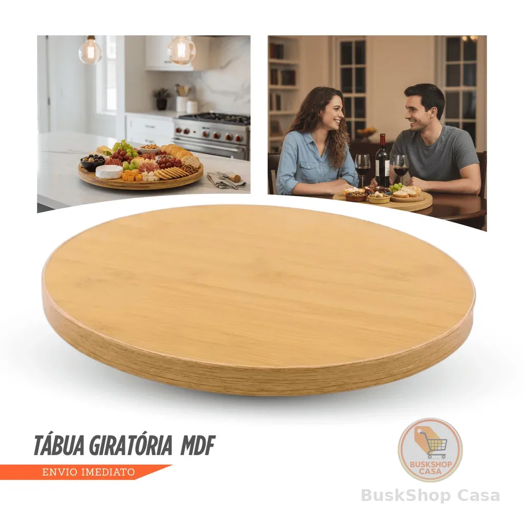 Tabua De Bambu Petisqueira Com Base Giratoria 360° Tábua de Frios Petiscos Giratória 100% Ecológica
