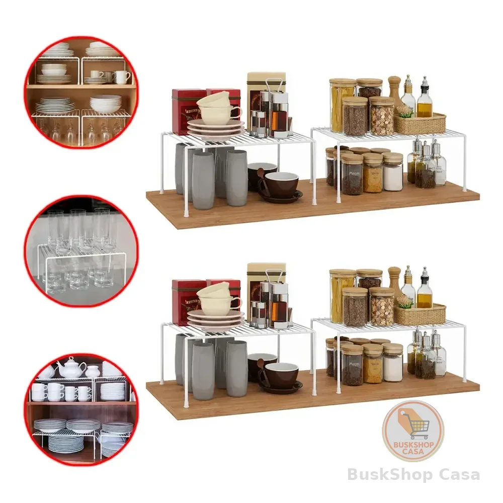 Kit 4 Organizador De Armário Aramado Prateleira Cozinha Casa