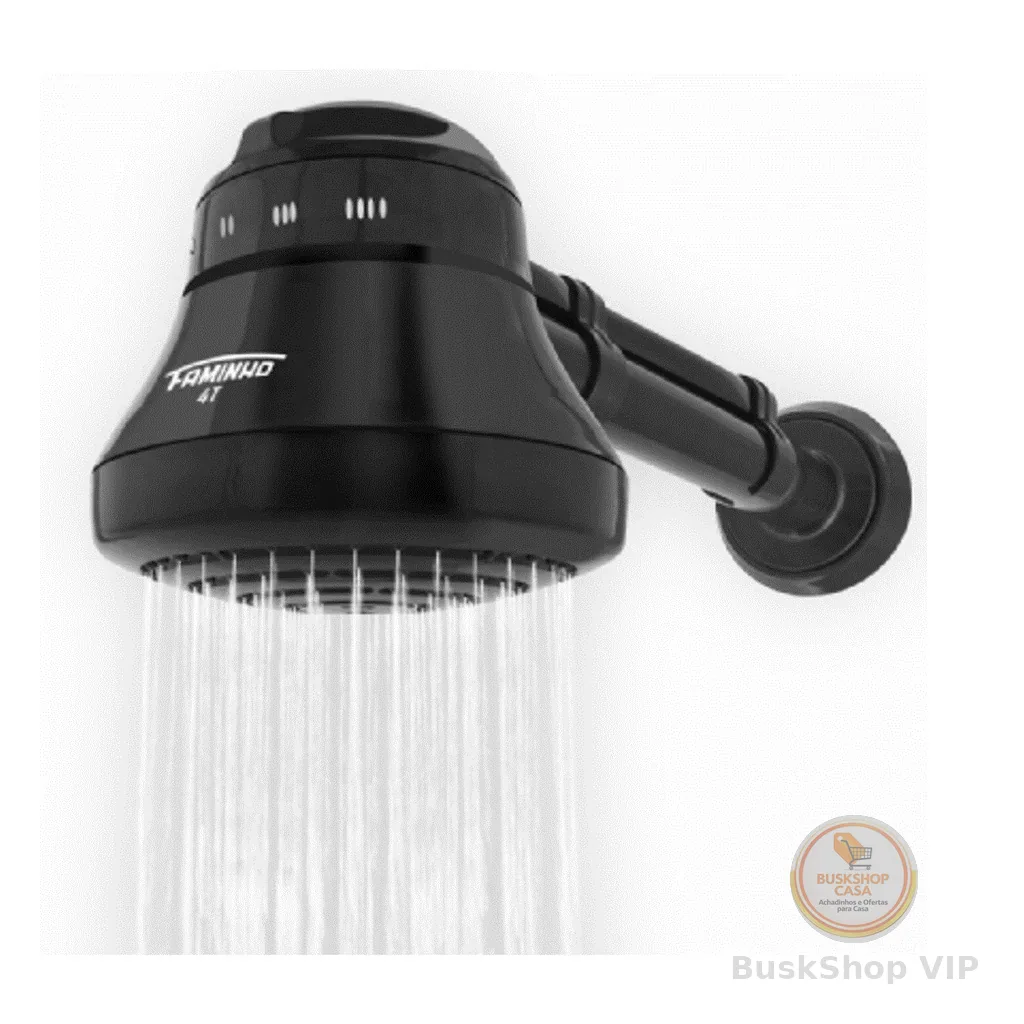 Chuveiro Elétrico Ducha Fame Preto Braço Cano 4t 220V 110V