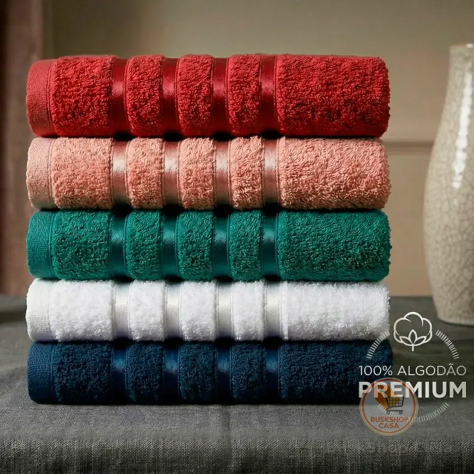 Kit 5 Toalhas de Rosto Ônix 100% Algodão 45x70cm Alta Absorção e Brilho Premium