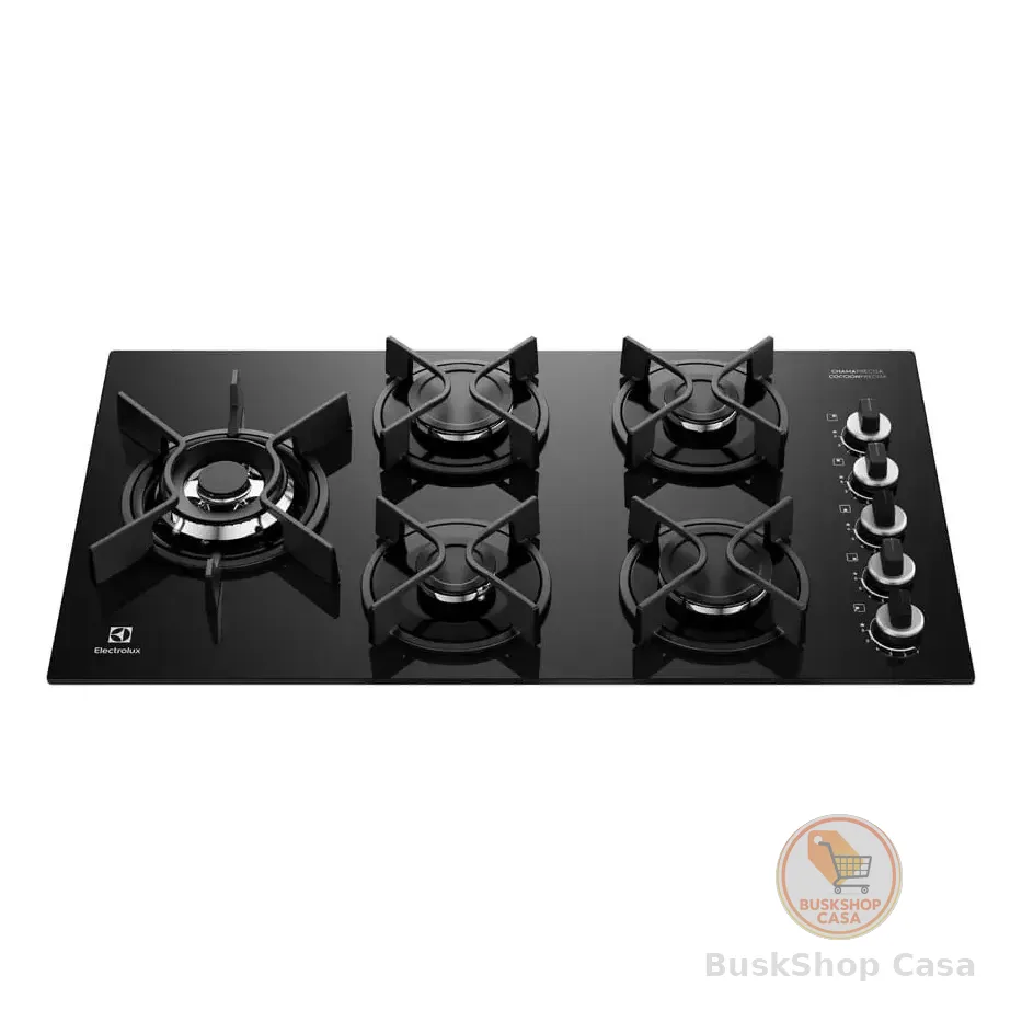Cooktop 5 Bocas A Gás Electrolux Mesa Vidro Expert Chamaprecisa E Grade Ferro Fundido (ke5gw) - Bivolt Preto 127/220v