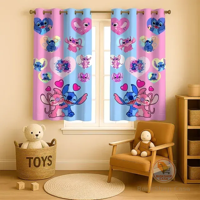 Cortina Quarto Infantil Criança Pequena 200x150m Lilo Stich