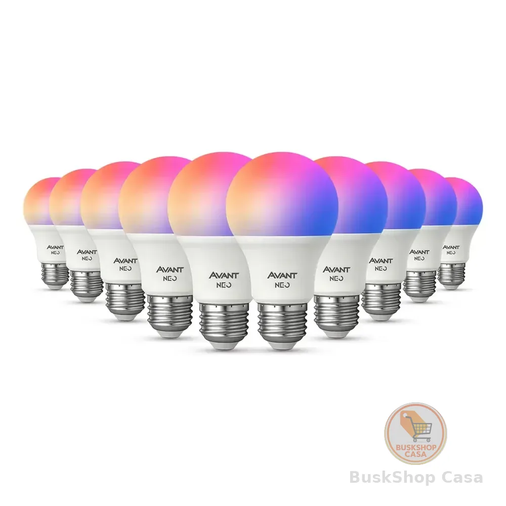 Kit 10 Lampadas Led Pera Smart Inteligente Wi Fi 2.4ghz Alexa Google 10w Rgb 2700k/6500k Branco Quente/neutro/frio E27 Cod: 290028177-10 Avant Neo