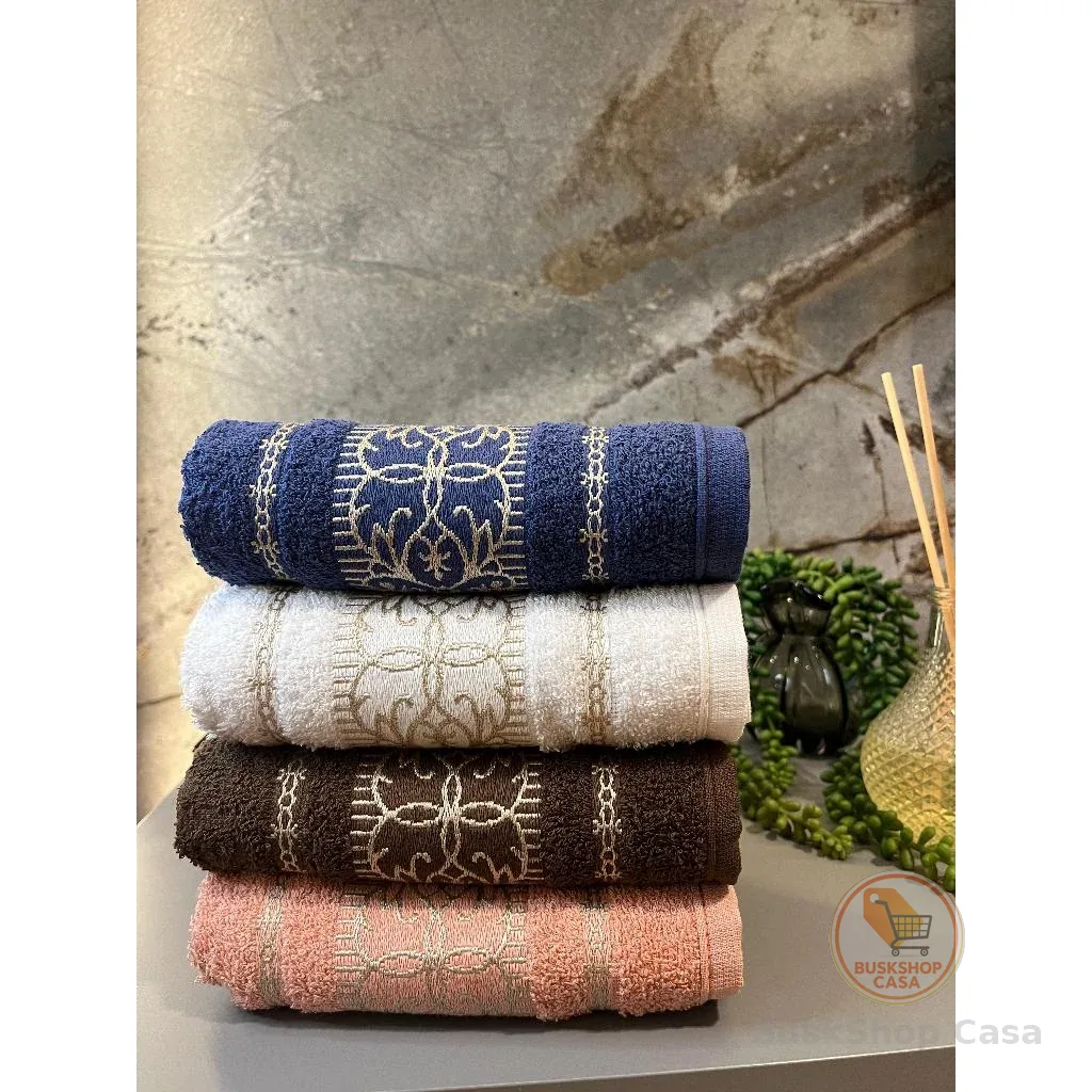 Kit 4 Toalhas de Rosto Luxo Premium Grossa e Bordada Felpuda 48x76cm Ultra Macia 100% Algodão Puro