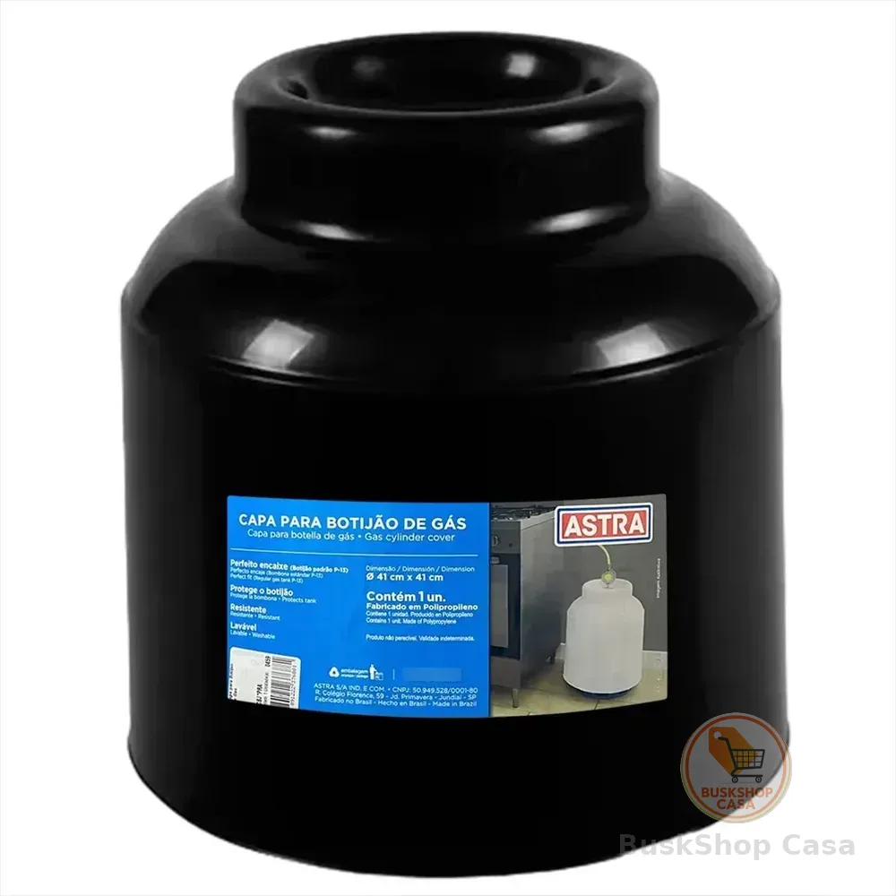 Capa Astra P/ Botijão De Gás Em Pvc Proteção E Durabilidade Liso Preto