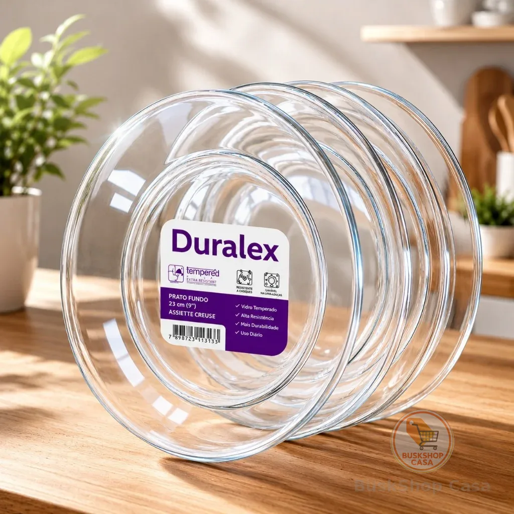 JOGO DE PRATOS FUNDOS DURALEX NADIR 22CM / VIDRO TRANSPARENTE MICROONDAS FREEZER GELADEIRA