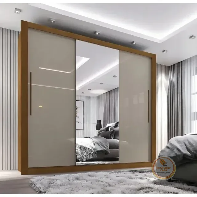 Guarda-roupa Casal Com Espelho 3 Portas 4 Gavetas Sallêto