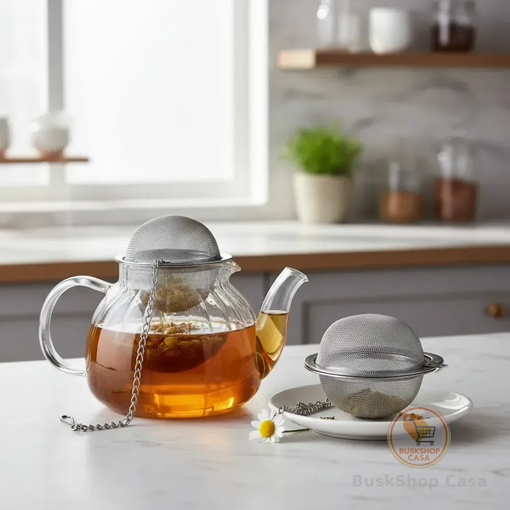 2 Infusor Chá Filtro Frutas Aço Inox Coador Peneira Chaleira