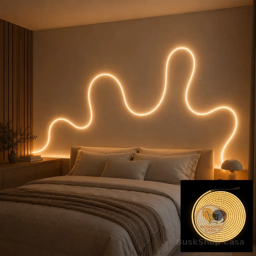 Mangueira Fita LED Neon 12V 5 Metros Branco Quente IP65 Flexível com ou sem Fonte para Decoração Interna e Externa