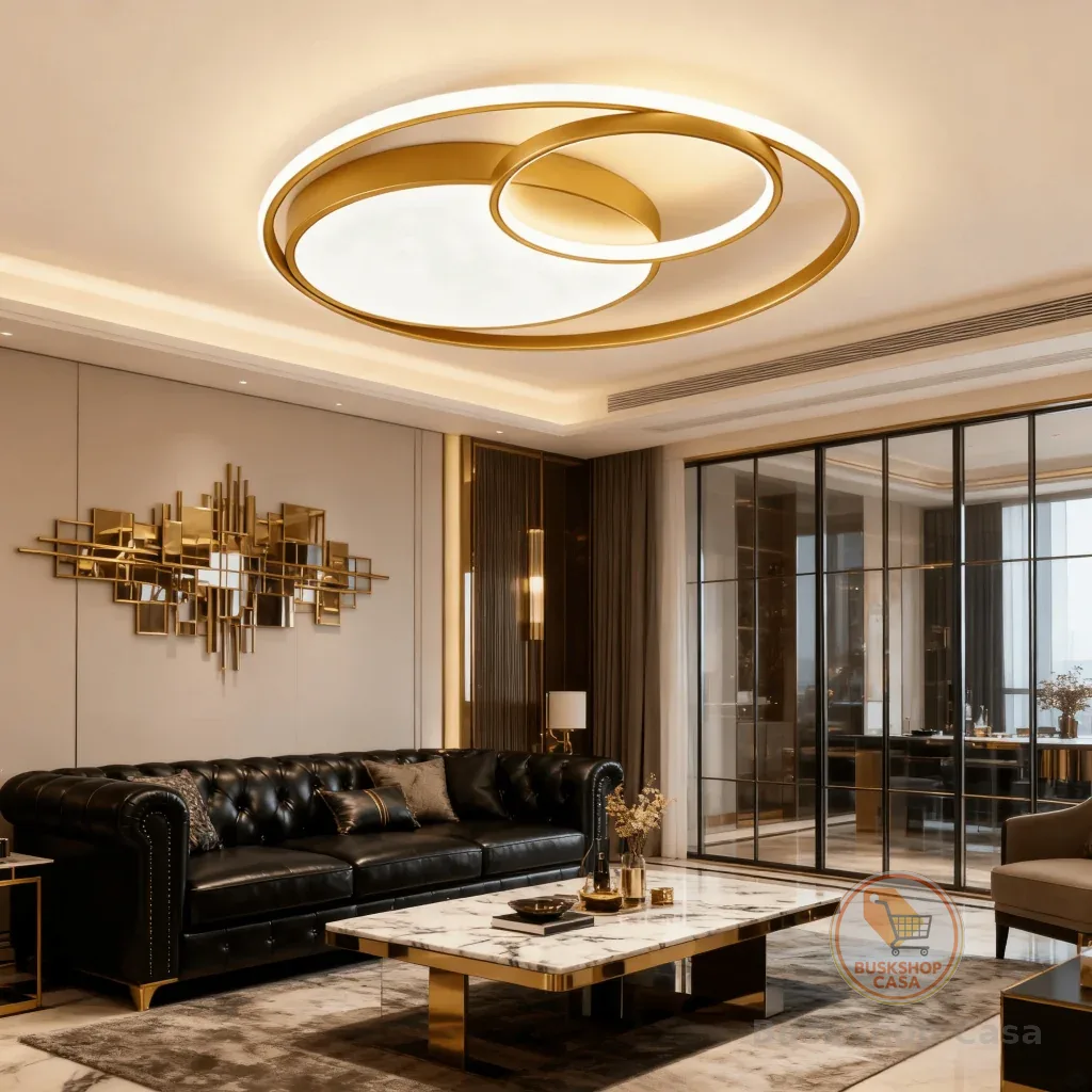 Luminária de LED de Sobrepor Circular Bivolt 3 Cores Com Luz Central Dupla Lustre de teto
