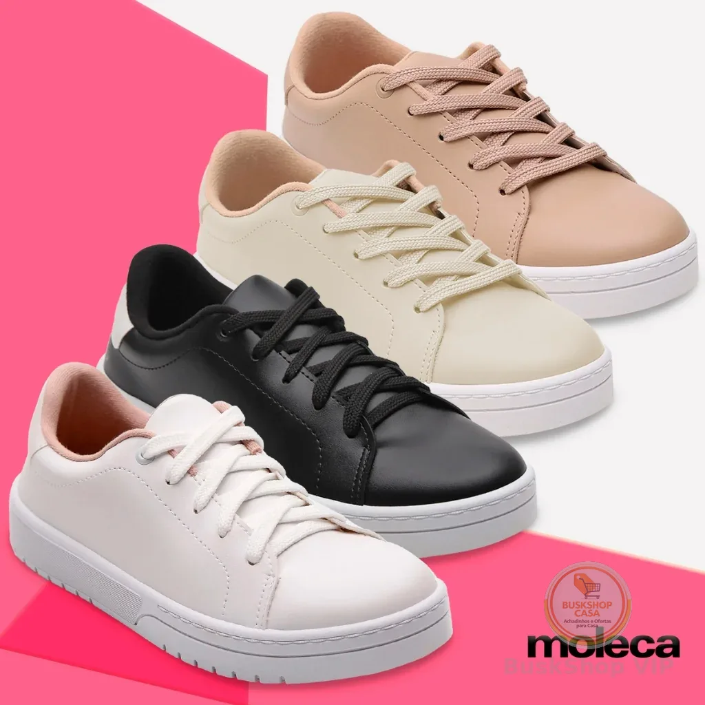 Tênis Moleca Feminino  Básico Passeio Tênis Casual Base Reta Tênis Leve Versátil Palmilha Macia