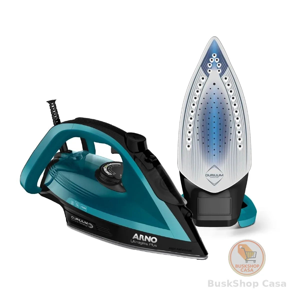 Ferro a Vapor Arno Ultragliss Plus com Base Durilium Airglide, deslizamento mais rápido, maior resistência e Modo Economia de Energia, 1520W, Azul e Preto, FMY 110V